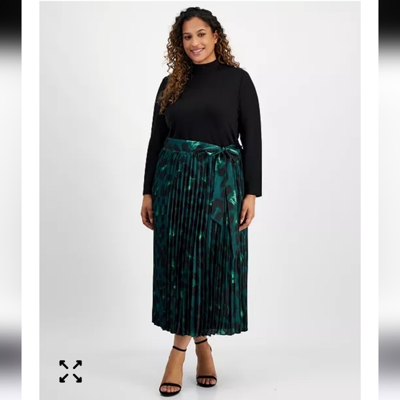 Anne Klein Dresses & Skirts - Anne Klein Plus Size Mixed-Media Pleated Midi Dress Sz 18W NWT Cocktail Party